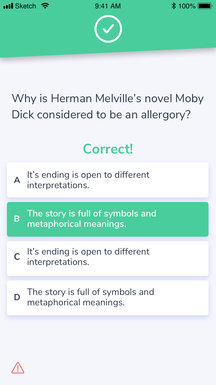 Correct answer feedback